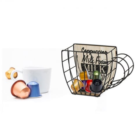 Cani si cesti - Suport pentru capsule cafea,design cana cu maner,19x8x12 cm