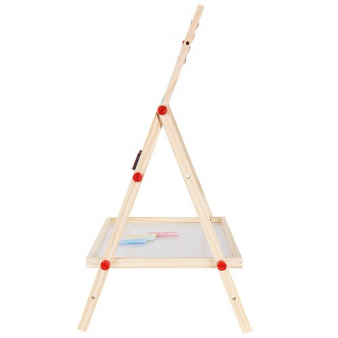 Tabla magnetica de scris cu 2 fete, suport,ceas si socotitoare, lemn,32x41x67 cm [9]
