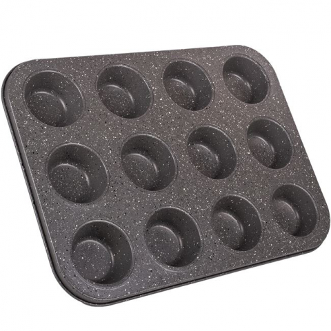 Articole Bucatarie - Tava metalica antiaderenta pentru copt cu 12 locuri,35x26x3 cm