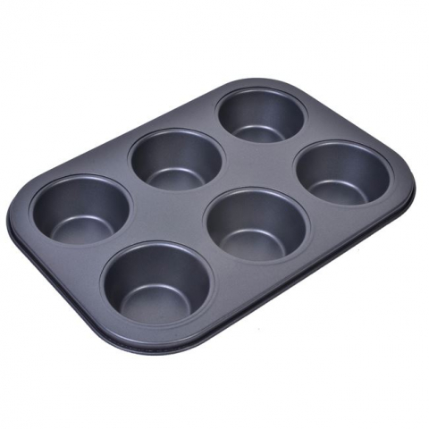 Tava metalica neaderenta pentru copt cu 6 locuri,26x18x3 cm