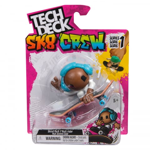 Jocuri si articole copii - TECH DECH SK8 CREW PACHET PLACA SI FIGURINA 9.6CM CASTI ALBASTRE