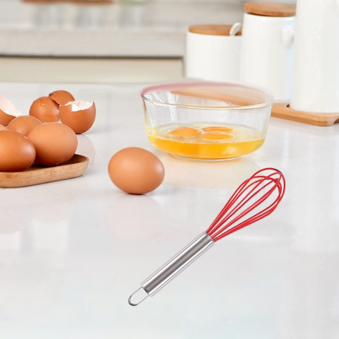 Tel de bucatarie, silicon, maner inox, ergonomic,25 cm, rosu/argintiu [3]