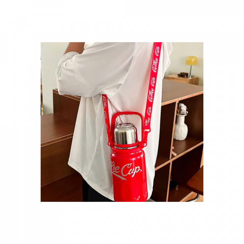 Termos portabil cu maner si bretea, otel inoxidabil,rosu,1200 ml [1]