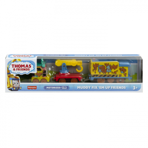 Jocuri si articole copii - THOMAS LOCOMOTIVA MOTORIZATA MUDDY FIX EM UP FRIENDS CU 2 VAGOANE