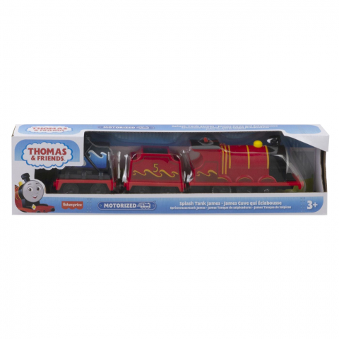 Jocuri si articole copii - THOMAS LOCOMOTIVA MOTORIZATA SPLASH TANK JAMES CU 2 VAGOANE