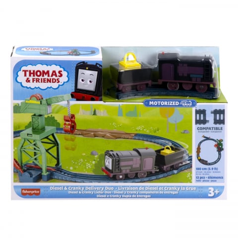 Jocuri si articole copii - Thomas Set De Joaca Cu Locomotive Diesel Si Cranky Motorizate Si Accesorii