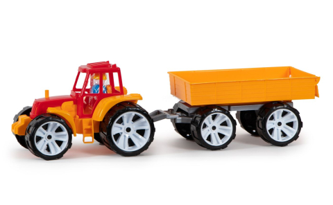 TRACTOR BAMS 3 CU REMORCA ROSU PORTOCALIU [1]