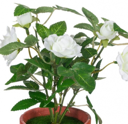 Trandafir  alb artificial decorativ in ghiveci pentru interior [3]