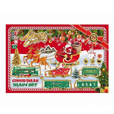 Tren de Craciun cu sanie vagon si accesorii, plastic,25 piese [3]