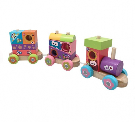 Jocuri si articole copii - Trenuleț Lemn Forme Geometrice