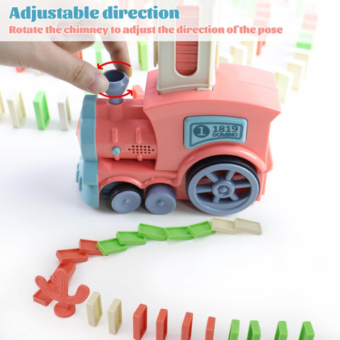 Trenulet cu sunet,lumina si joc domino,plastic,diverse culori,60 piese [11]
