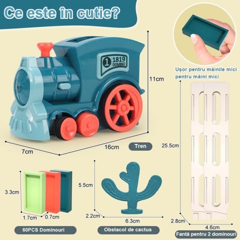 Trenulet cu sunet,lumina si joc domino,plastic,diverse culori,60 piese [1]