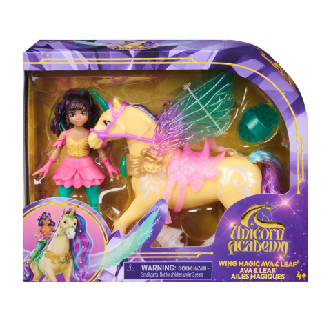 Vehicule și mașinuțe - UNICORN ACADEMY SET MAGIA ARIPILOR CU PAPUSA AVA SI UNICORNUL LEAF CU ACCESORII