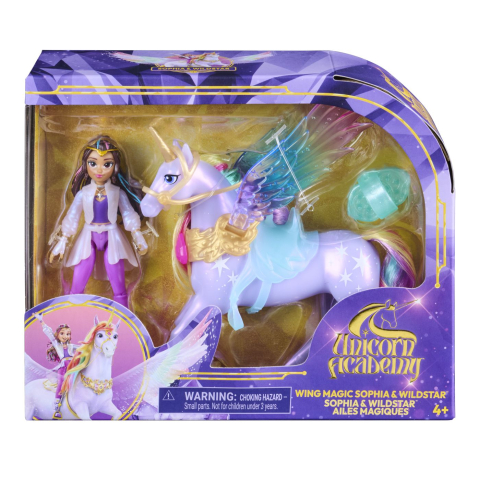 Vehicule și mașinuțe - UNICORN ACADEMY SET MAGIA ARIPILOR CU PAPUSA SOPHIA SI UNICORNUL WILDSTAR CU ACCESORII