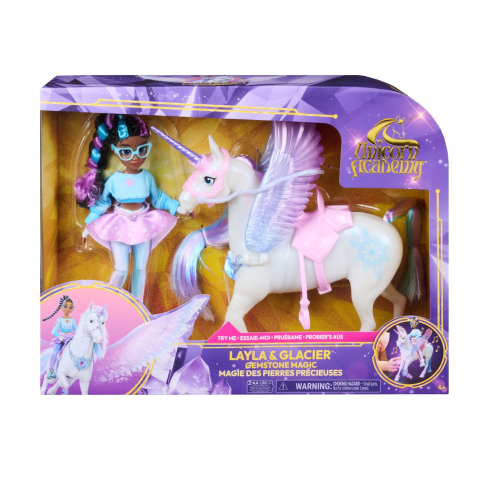 Figurine cu eroi si personaje - UNICORN ACADEMY SET MAGIA PIETRELOR PRETIOASE PAPUSA LAYLA SI UNICORNUL GLACIER