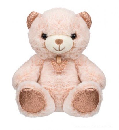Jocuri si articole copii - Ursulet de plus crem cu sclipici auriu