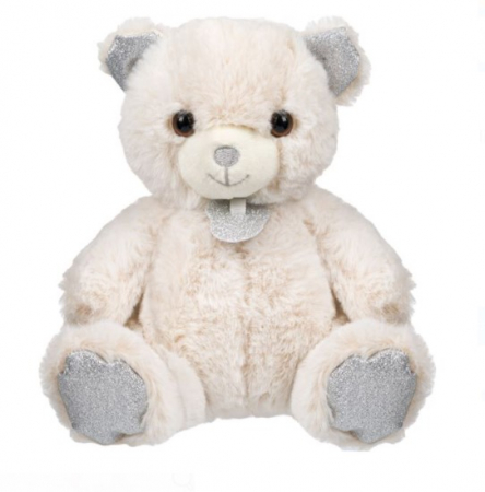 Jocuri si articole copii - Ursulet de plus cu sclipici argintiu