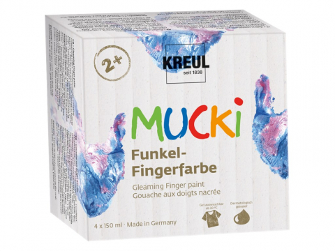 Markere, vopsea si pensule KREUL - Vopse pentru pictura cu degetele Paint Gleaming Mucki,set 4x150 ml