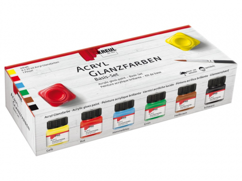 Produse art & craft-Lucru manual - Vopsea acrilică glossy Basic,6 culori/set, 6x20 ml
