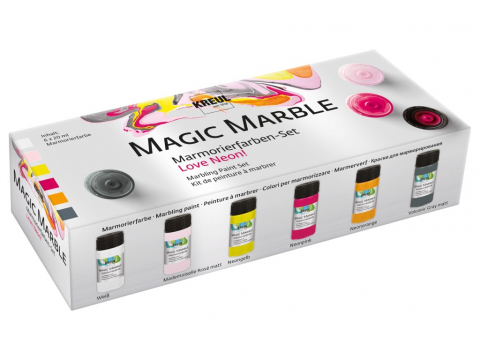 Produse art & craft-Lucru manual - Vopsea Magic Marble Marbling Love Neon,6 culori/set,6x20 ml