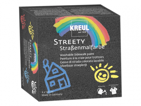 Jucării exterior pentru copii - Vopsea creta lichida pentru asfalt Streety Sidewalk Kreul, set 4 x 120 ml