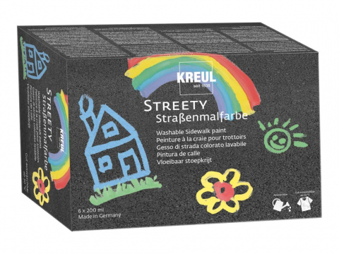 Jucării exterior pentru copii - Vopsea creta lichida  pentru asfalt Streety Sidewalk Kreul, set 6 x 200 ml