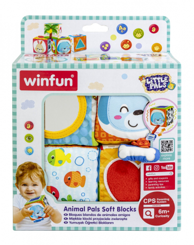 Jucarii de sortat si motricitate - WINFUN SET 4 CUBURI STIVUIBILE DIN MATERIAL TEXTIL