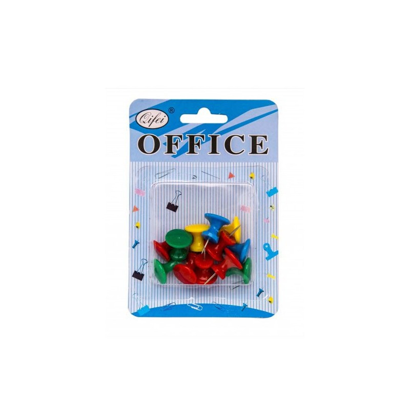 Ace panou plută Office Cover P-5032, metalice, mari, diverse culori, blister 12 bucăți