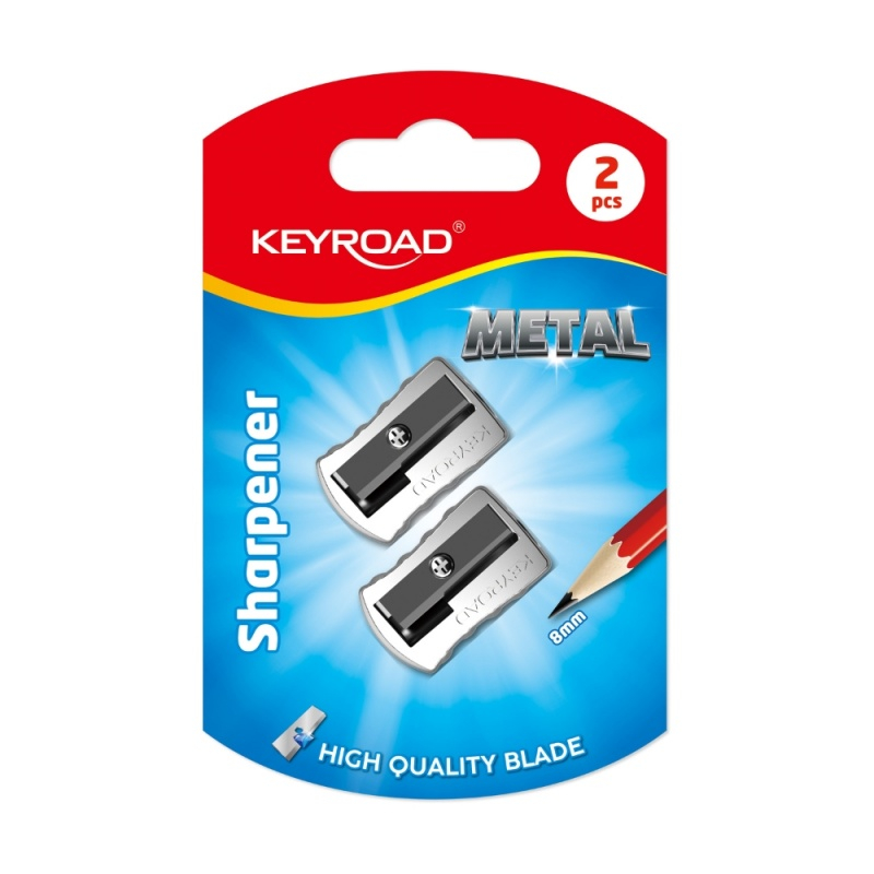 Ascutitoare simpla Keyroad metalica, 1 orificiu, blister 2 buc