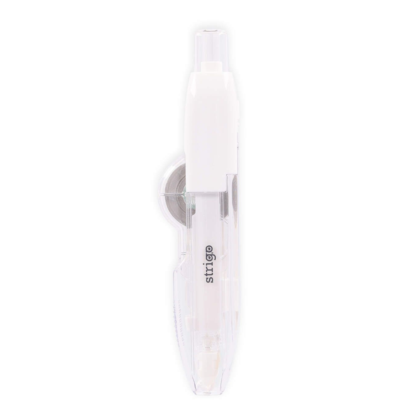 Bandă corectoare Strigo tip pix, 5mm x 8m, cu mecanism, corp alb