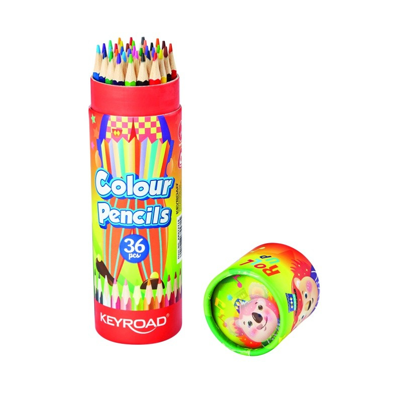 Creioane colorate Keyroad triunghiulare, 36 culori, cutie carton