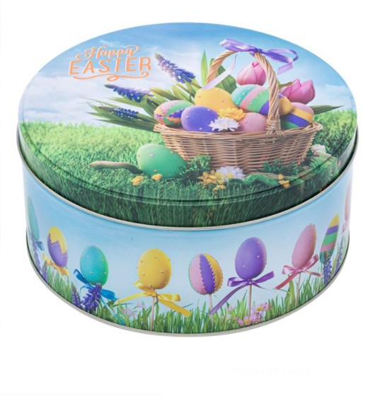 Cutie metalica pentru alimente, Design Oua colorate