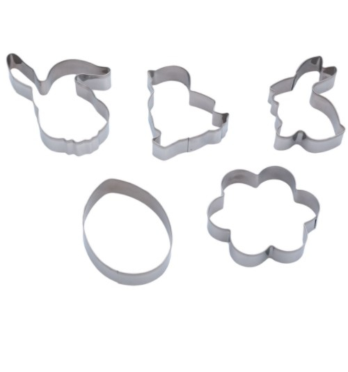 Forme metalice pentru biscuiti si fursecuri, 5 bucati, Argintiu