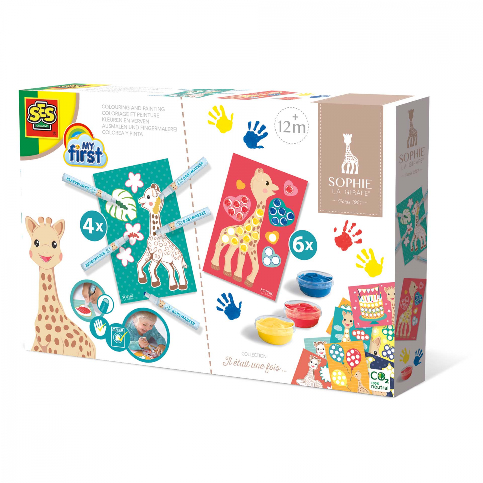 Girafa Sophie - Colorează și pictează, set creativ 2 în 1 pentru copii