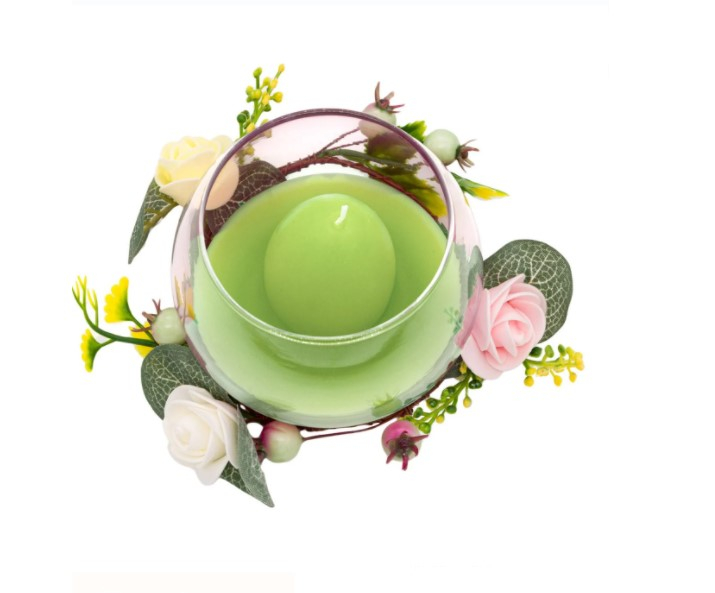 Lumanare decorativa Ou Verde in candela de sticla, 220 g