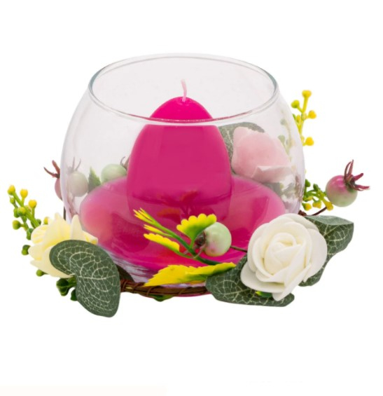 Lumanare decorativa Ou Roz in candela de sticla, 220 g