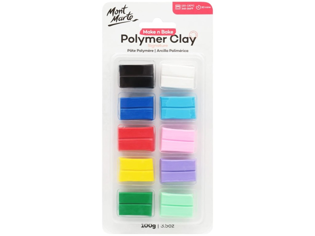 Lut polimeric color Mont Marte, set 100 g, set 10 culori