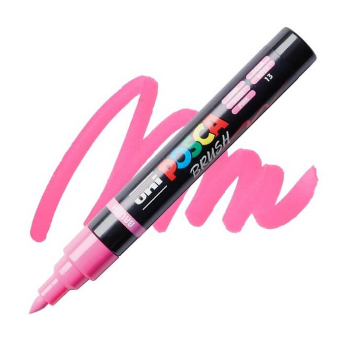 Marker Posca cu varf tip pensula PC-5BR 1-4mm,16 culori ROZ