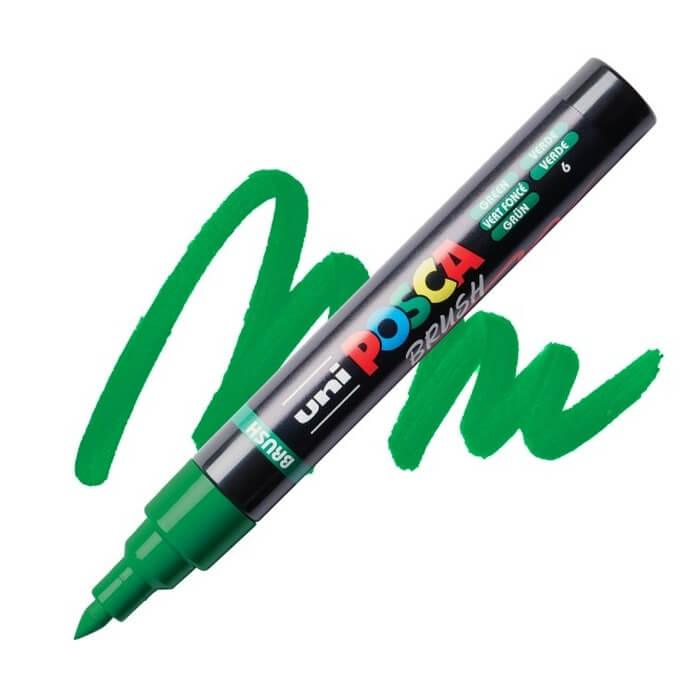 Marker Posca cu varf tip pensula PC-5BR 1-4mm,16 culori VERDE