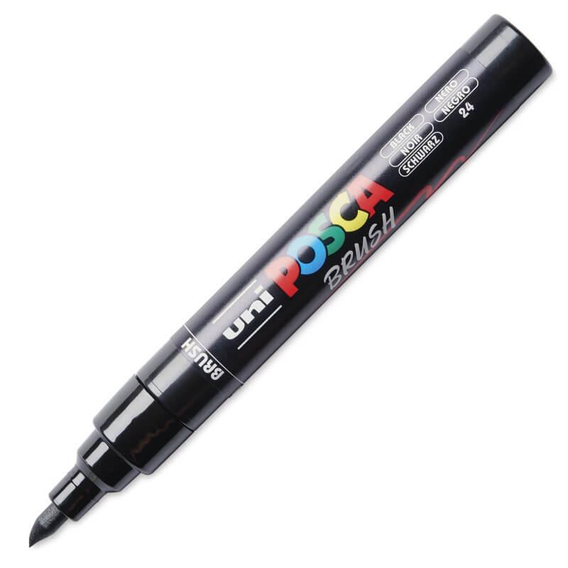 Marker Posca cu varf tip pensula PC-5BR 1-4mm,16 culori NEGRU