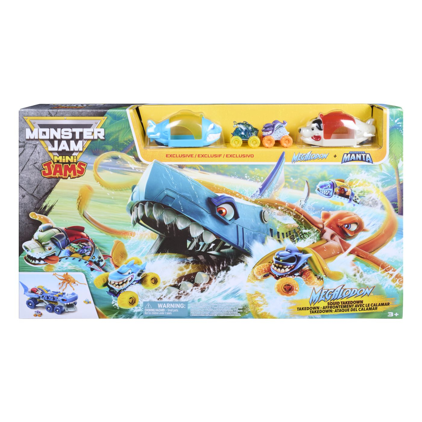 MONSTER JAM MINI JAMS SET DE JOACA MEGALODON ATACUL CALAMARULUI