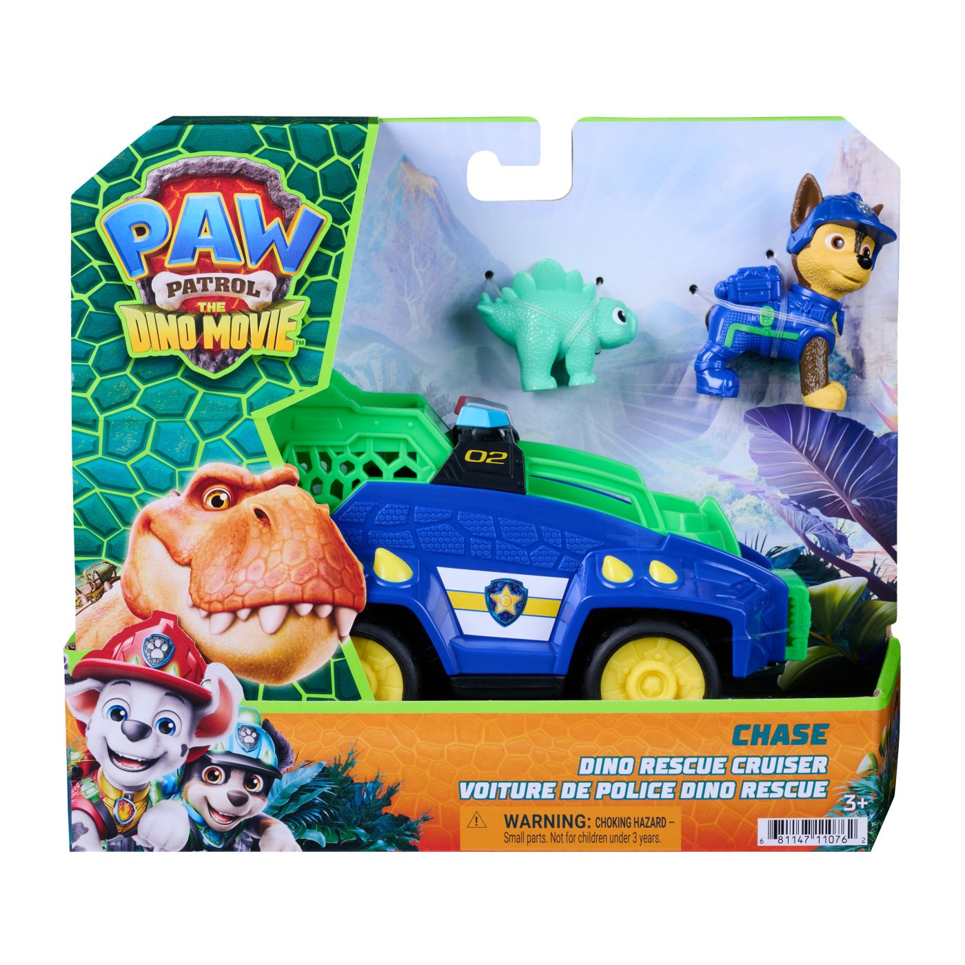 PATRULA CATELUSILOR FILMUL CU DINOZAURI SET DINO VEHICUL DE POLITIE CU FIGURINA CHASE SI ACCESORII 15CM