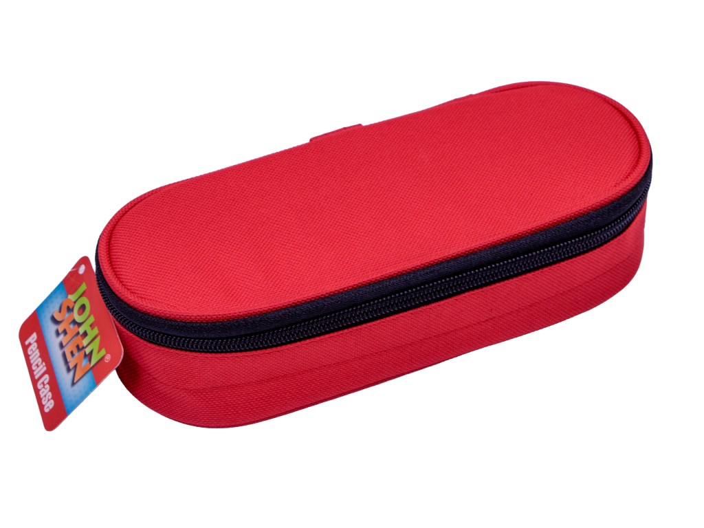 Penar oval neechipat cu un compartiment si o extensie,24x10x6 cm Rosu