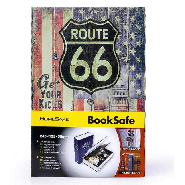 Seif secret tip carte - cu cheie, model Route 66, 24 x 15 cm