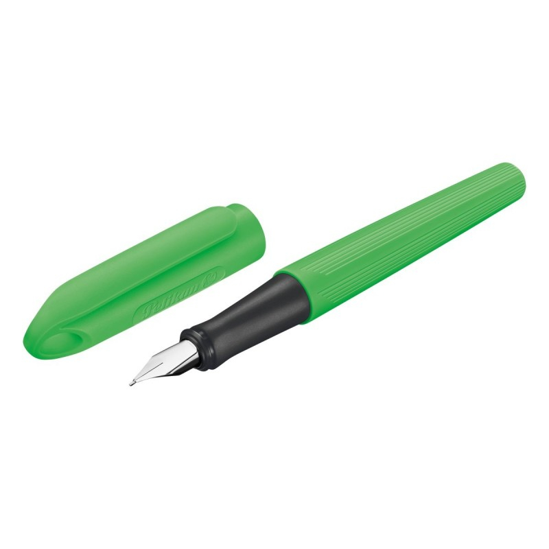 Stilou Pelikan Happy Pen pentru dreptaci si stangaci, varf M + 6 rezerve cerneala, corp plastic Verde