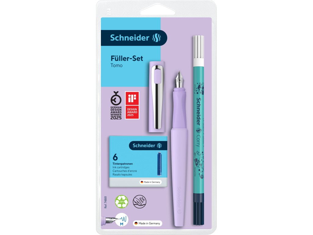 Stilou Schneider Tomo + pic corector + 6 rezerve,penita M,manson ergonomic, +7 ani Mov