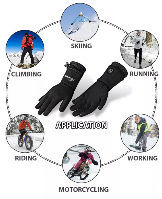 Manusi Incalzite Electric cu acumulatori reincarcabili - marimea S/M [12]