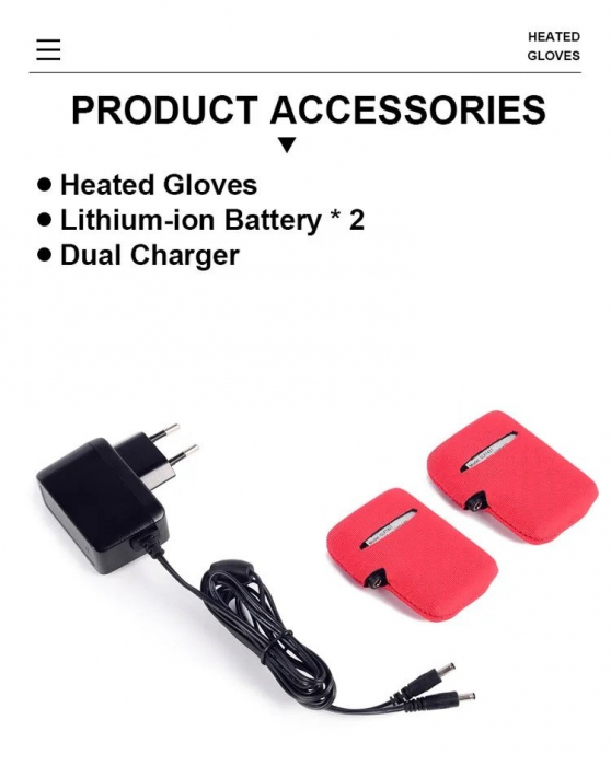 Manusi Incalzite Electric cu acumulatori reincarcabili - marimea L/XL [19]