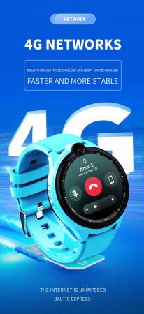 Ceas Inteligent cu GPS pentru copii WONLEX KT26 4G Albastru, apelare video, rezistent la apa, localizare WiFI si monitorizare spion [10]