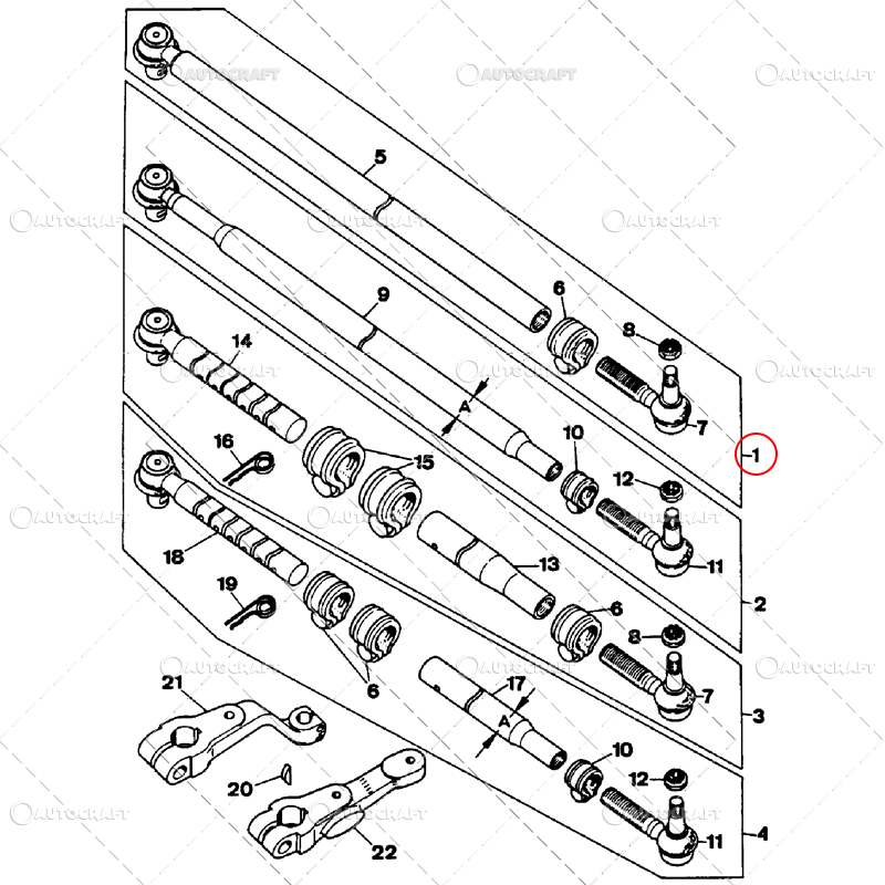 BARA DIRECTIE ASAMBLATA CASE IH 2WD, M20, L=1210, 644, 744, 844, 844S, 946, 955, 1046, 1055, 1255, 1246 [2]